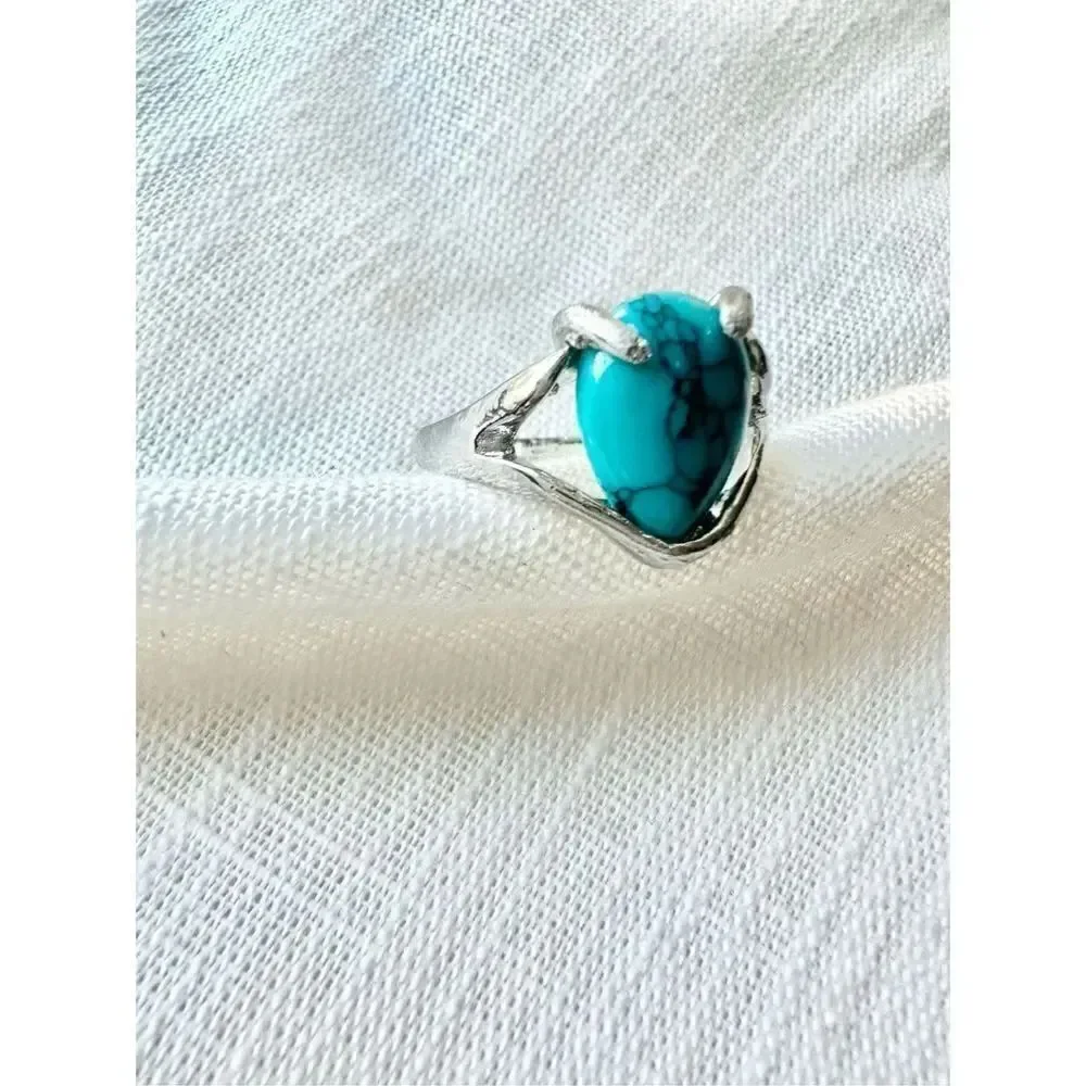 Pear faux turquoise ring size 9
